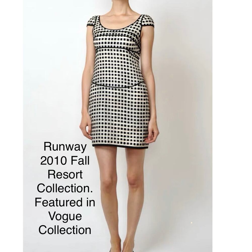 Narciso Rodriguez black white checkered knit dress silk blend 2010 collection